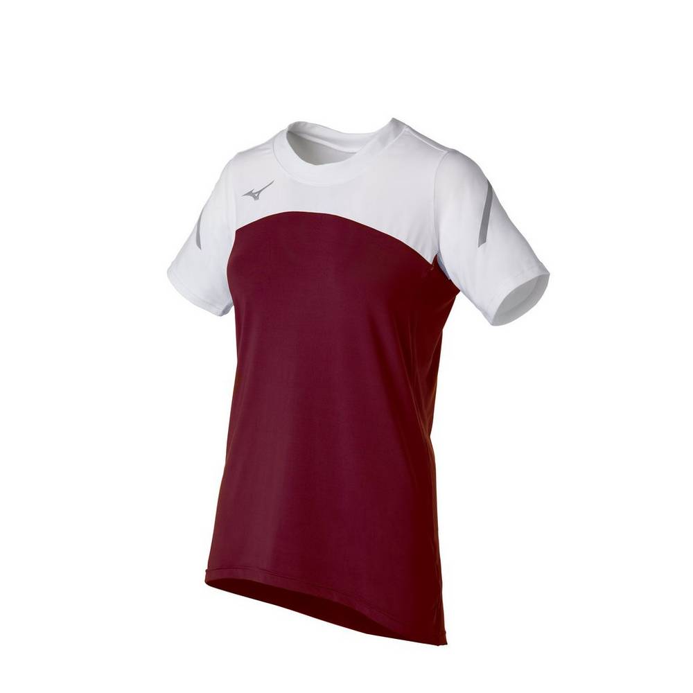 Damske Dresy Mizuno Techno VII Short Sleeve Bordove/Biele Vypredaj OELI54320